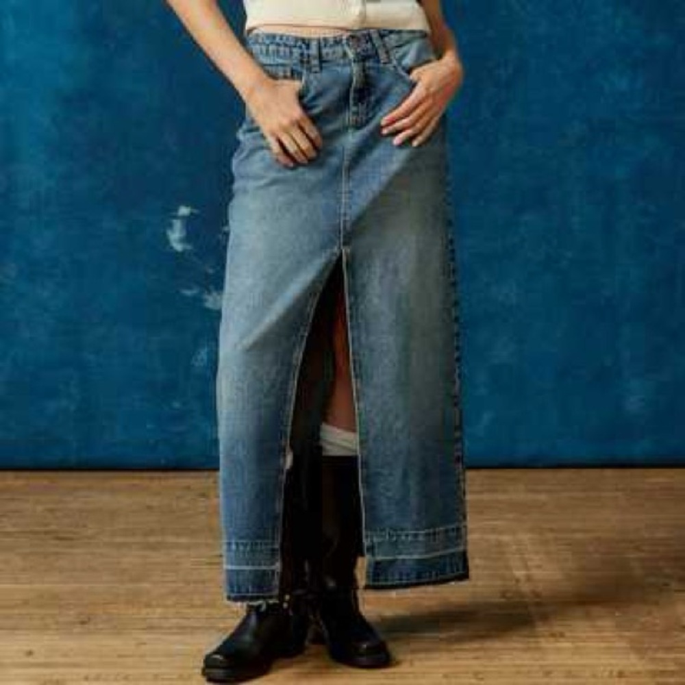 BDG Blue Denim Maxi y2k Britney‎ 90s clueless school casual modest skirt XS